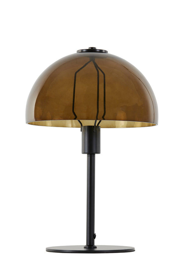 Tafellamp Ø30x45 cm MELLAN mat zwart+glas bruin