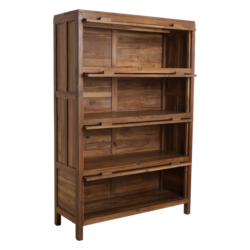 Recycled teak library 4x revolving doors cabinet