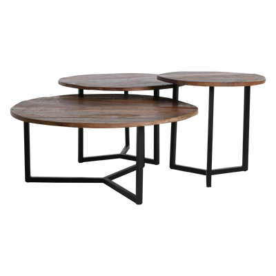 Factory round coffee table set of 3