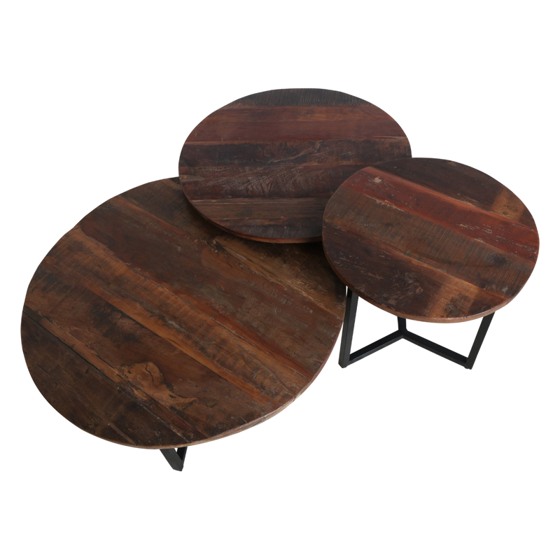 Factory round coffee table set of 3
