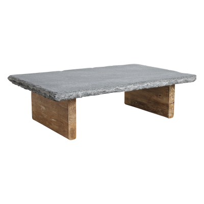 Stone top coffee table wooden base