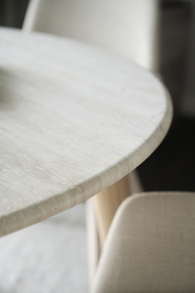 rowico taransay eettafel - ø125 cm - beige natuursteen - whitewash