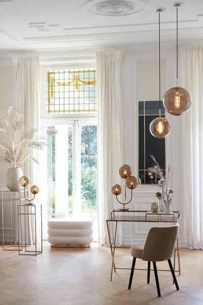 Light & Living Side table 89x50x83 cm SALINAS glas bruin+licht goud