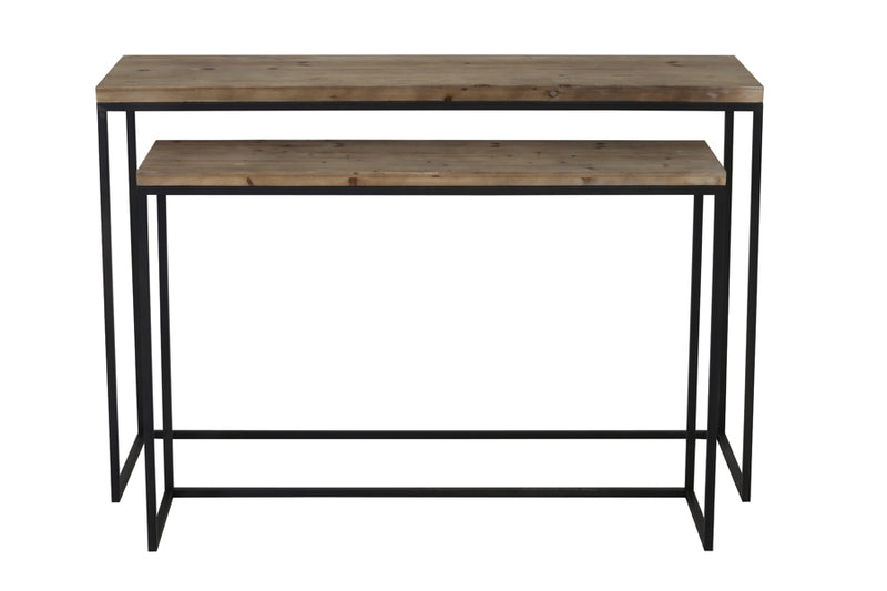 Light & Living Side table S/2 max 120x39,5x80 cm CAMASCA zwart+hout