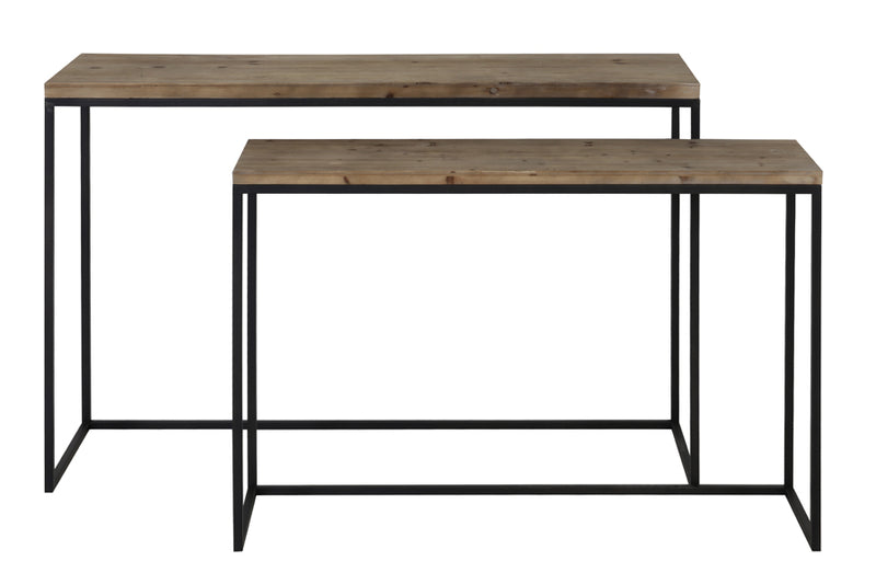 Light & Living Side table S/2 max 120x39,5x80 cm CAMASCA zwart+hout
