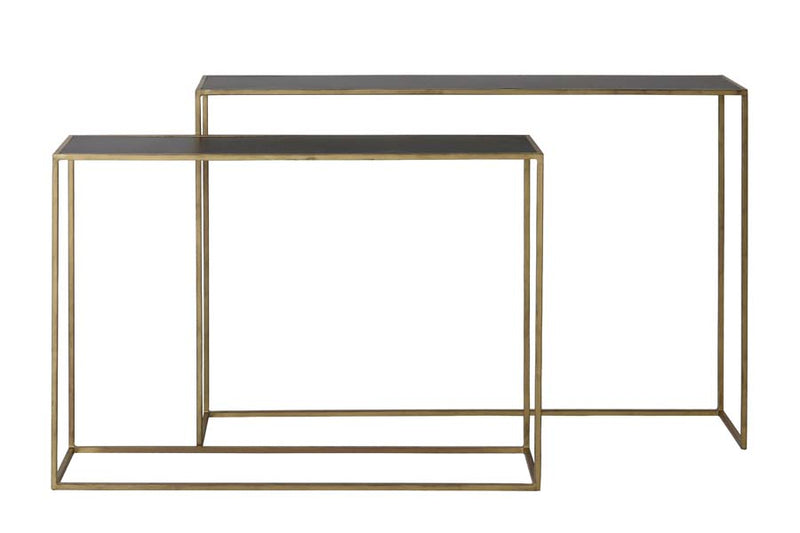 Light & Living Side table S/2 100x25x70+120x25x80 cm BOCA m.zwart wash-goud