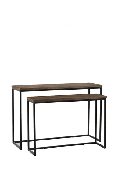 Light & Living Side table S/2 100x30x70+120x40x82 cm BRYSON hout bruin-zwrt