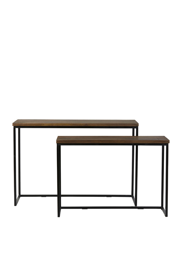 Light & Living Side table S/2 100x30x70+120x40x82 cm BRYSON hout bruin-zwrt
