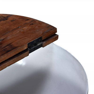 2-delige Salontafelset komvormig massief gerecycled hout wit