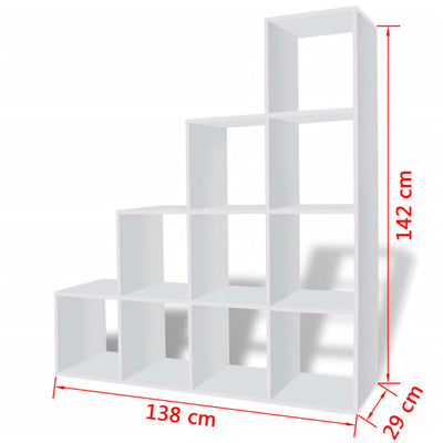 Boekenkast/presentatiemeubel trapvormig 142 cm wit