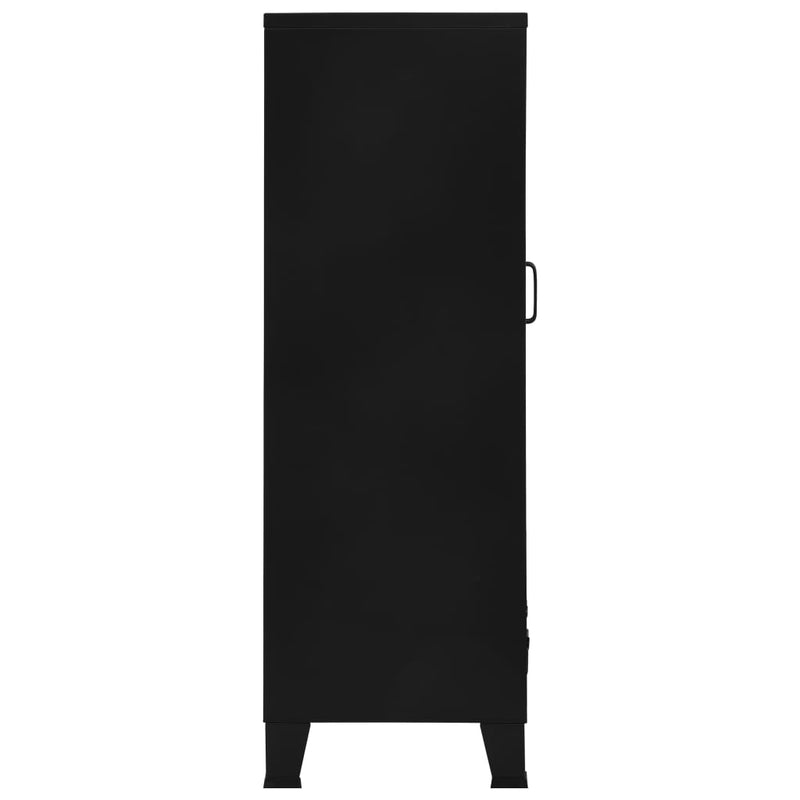 Kantoorkast met gaasdeuren industrieel 75x40x120 cm staal zwart