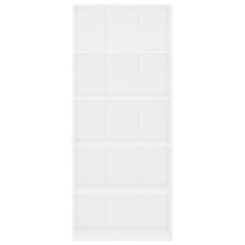 Boekenkast met 5 schappen 80x30x189 cm spaanplaat wit