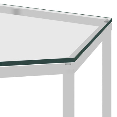 Salontafel 60x53x50 cm roestvrij staal en glas zilverkleurig