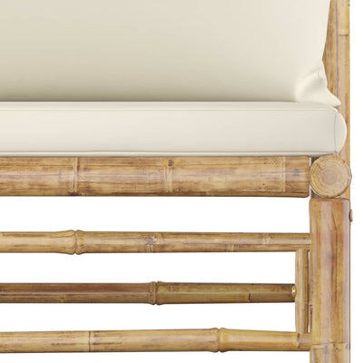 4-delige Loungeset met crèmewitte kussens bamboe