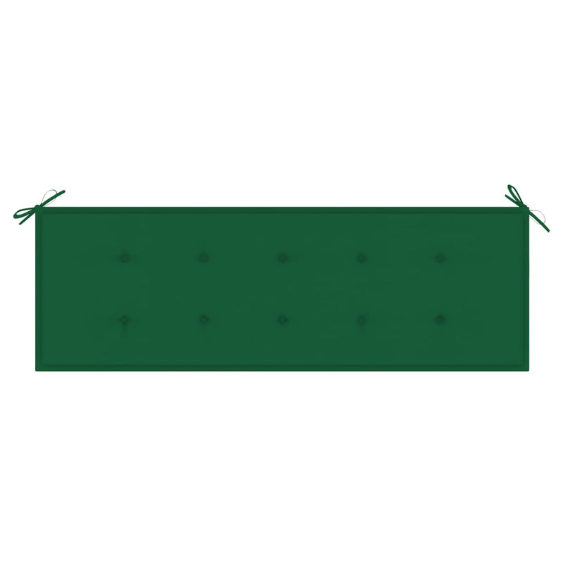 Tuinbank met groen kussen 150 cm massief teakhout