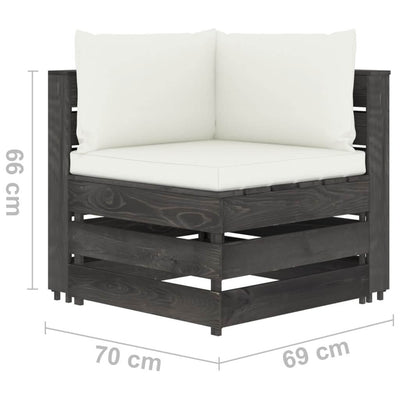 10-delige Loungeset met kussens grijs geïmpregneerd hout