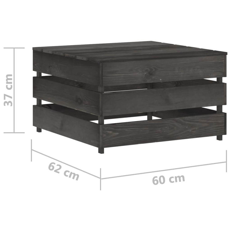 10-delige Loungeset met kussens grijs geïmpregneerd hout