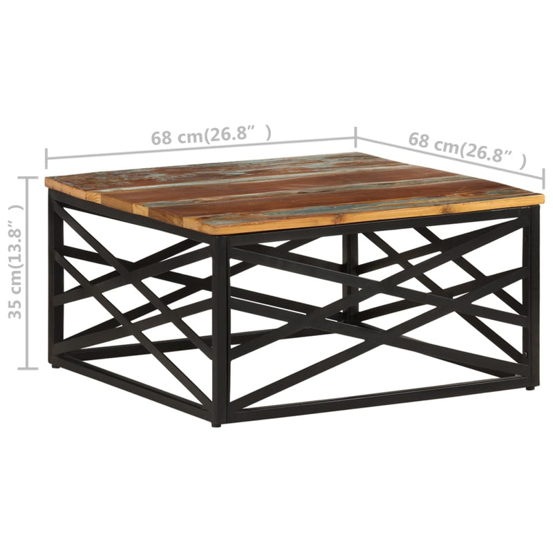 Salontafel 68x68x35 cm massief gerecycled hout