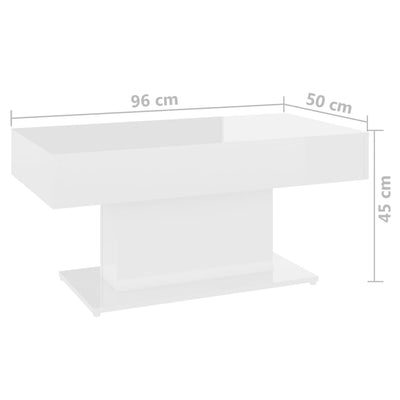 Salontafel 96x50x45 cm spaanplaat hoogglans wit