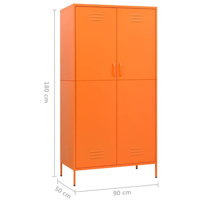 Kledingkast 90x50x180 cm staal oranje