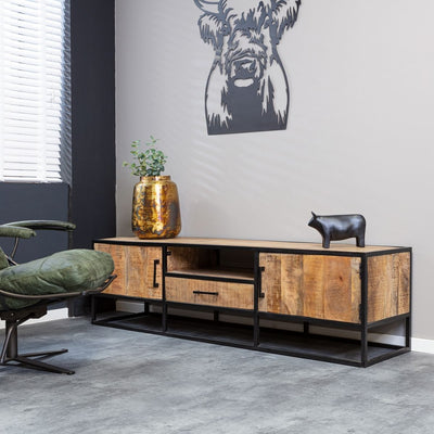 Tv meubel Denver | Mangohout en staal | 180 cm