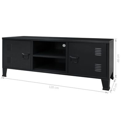 Tv-meubel industriële stijl 120x35x48 cm metaal zwart
