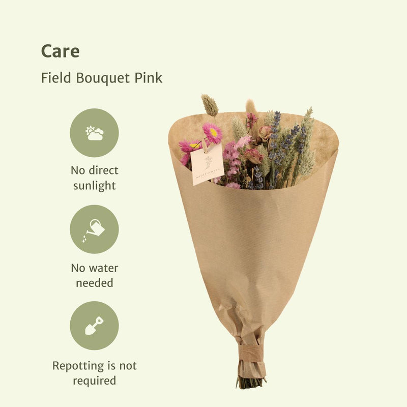 Field Bouquet Pink - Droogboeket - 35cm - Ø15