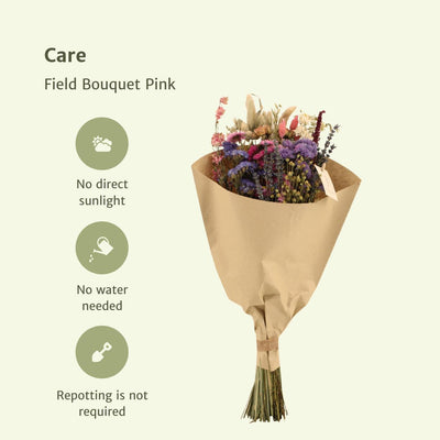 Field Bouquet Pink - Droogboeket - 50cm - Ø20