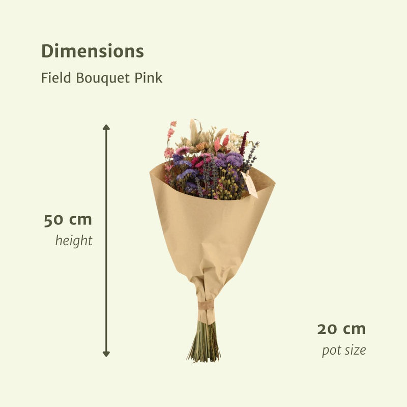 Field Bouquet Pink - Droogboeket - 50cm - Ø20